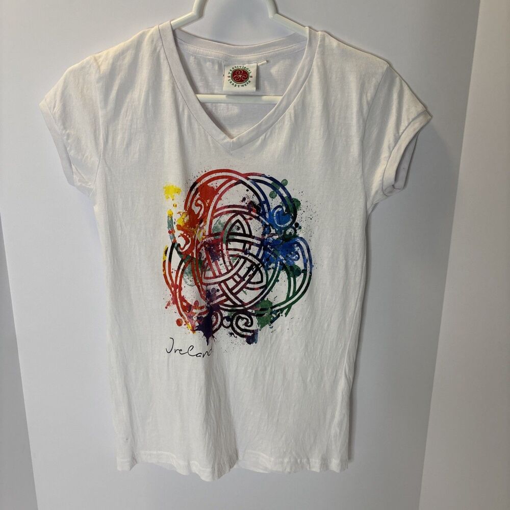 White Rainbow Celtic Knot Ladies T-Shirt Small